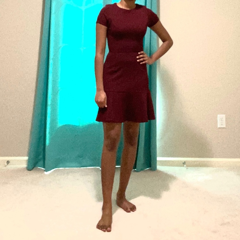 Maroon Work Peplum Dress